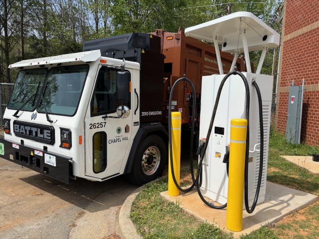 City of Chapel Hill electric garbage truck charging station