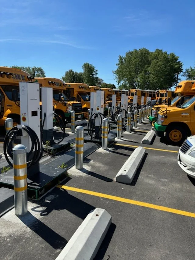 PositivEnergy Level 2 chargers installed alongside electric school bus fleet